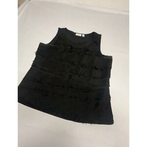 Chicos Black Shiny Satin Layered Tiered Sleeveless Dressy Tank‎ Top Sz 3. XL